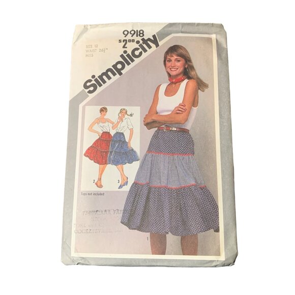 Simplicity 9918 Sewing Pattern Womens Skirt Size 12 Vintage 1980s - Picture 1 of 2